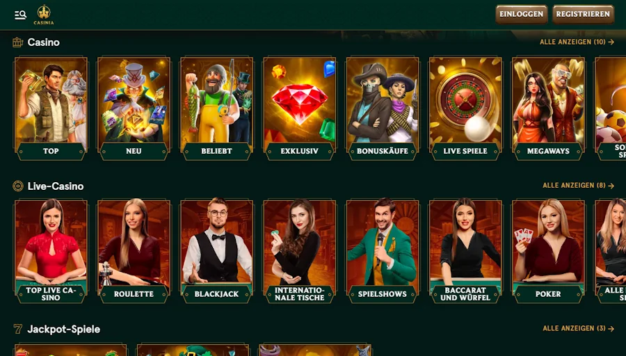Casinia Casino Spiele